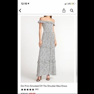 NWOT! EXPRESS Dot Print Off Shoulder Maxi Dress